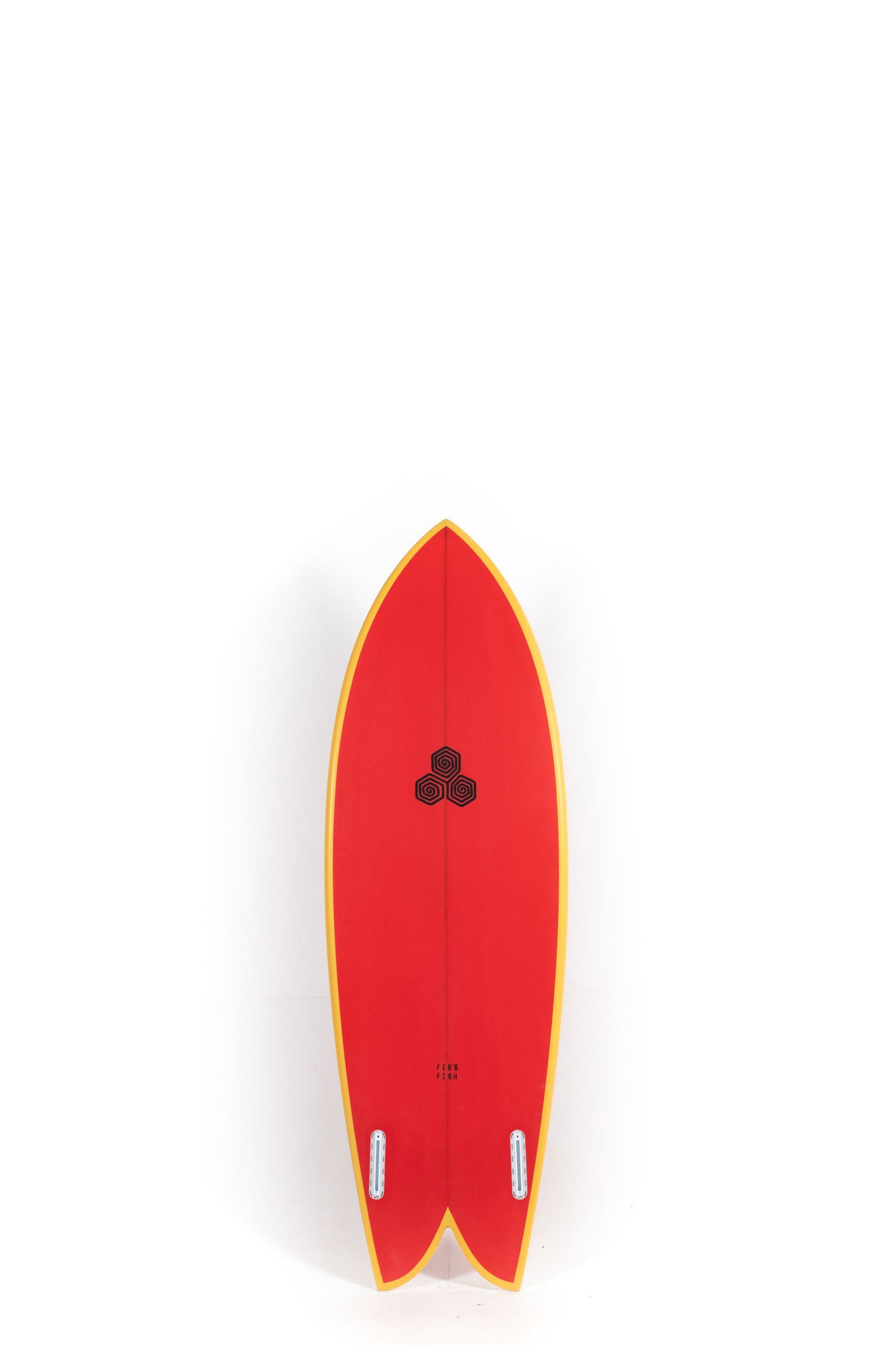 Red and Yellow Channel Islands Feb's Fish Surfboard size 5'5" at Pukas Surf Shop - 2