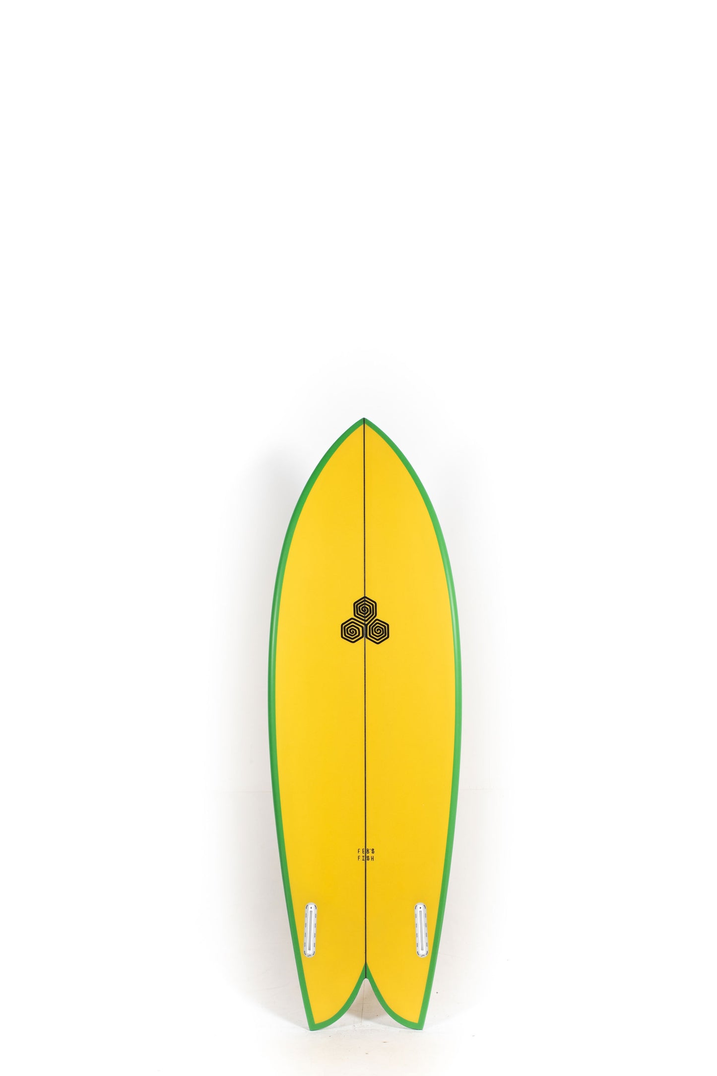 Yellow and green Channel Islands Surfboard Feb's Fish size 5'5" at Pukas Surf Shop - 2