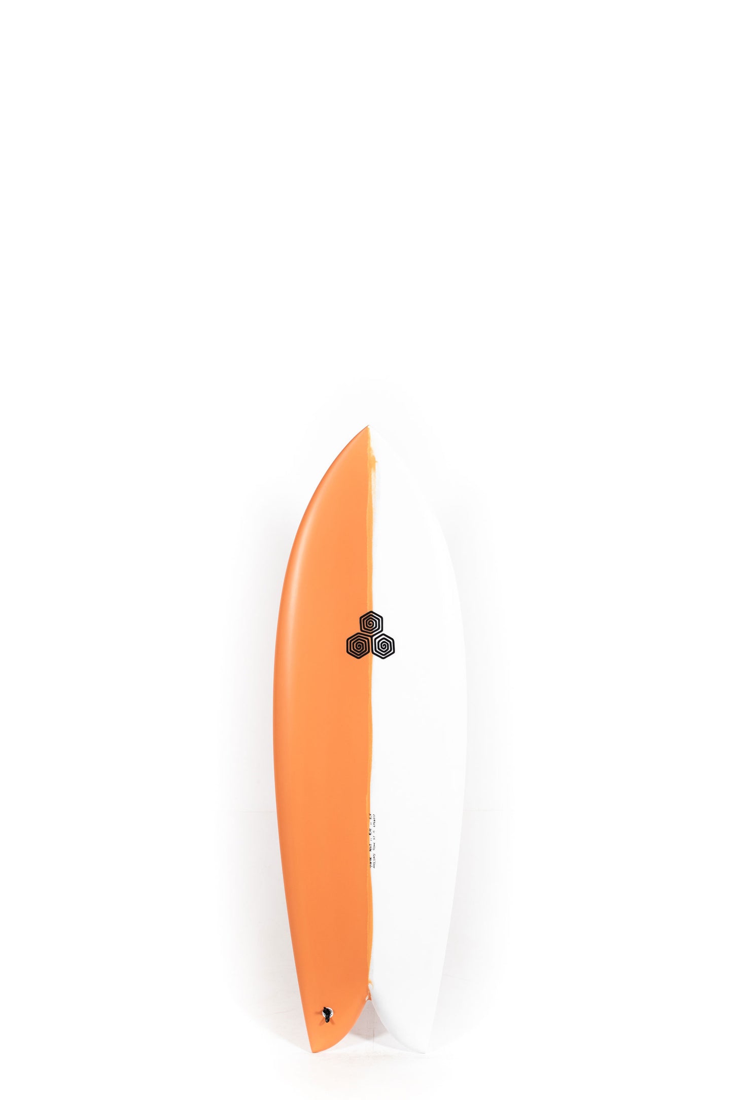 Orange and white Channel Islands Surfboard Feb's Fish size 5'5" at Pukas Surf Shop
