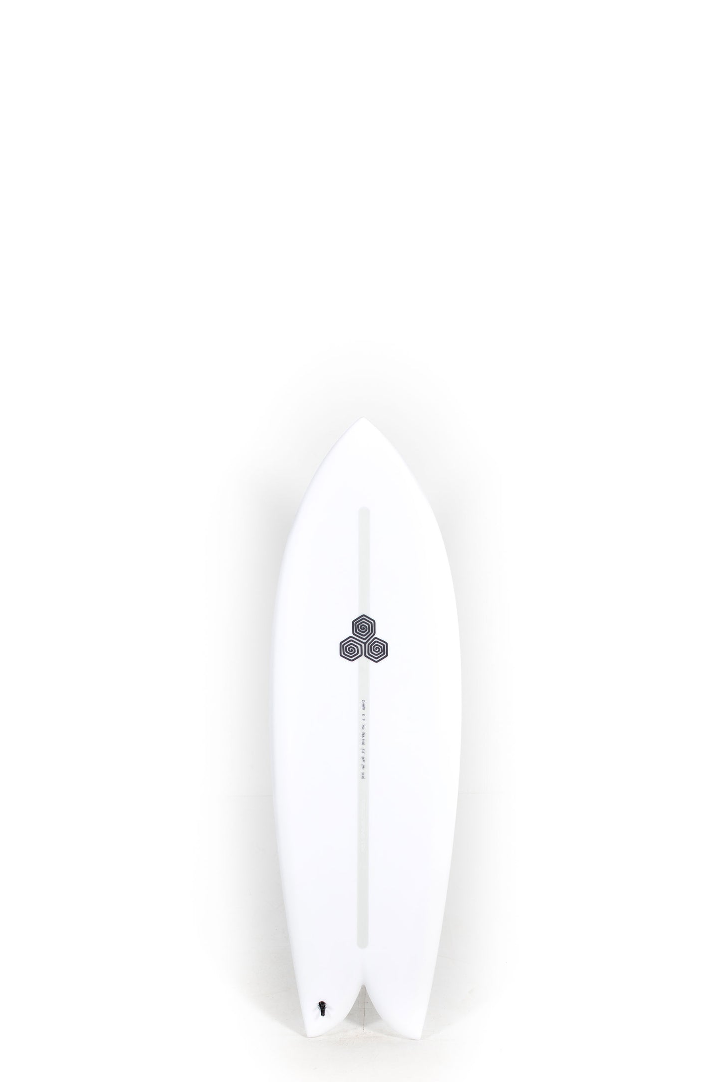 White Channel Islands Feb's fish size 5'5" on a white background by Pukas Surf Shop