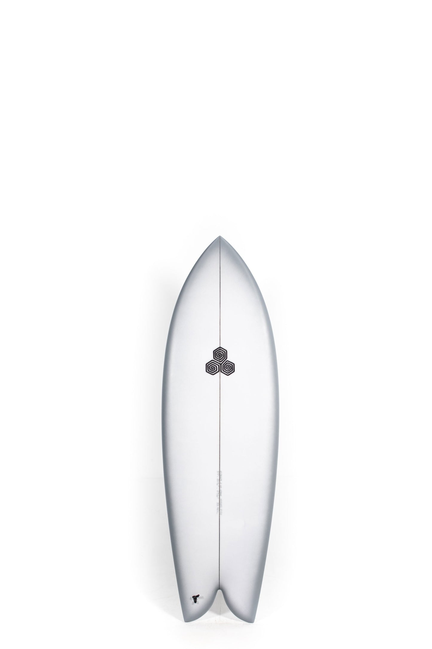 White and grey channel Islands Surfboard Feb's Fish size 5'7" at Pukas Surf Shop