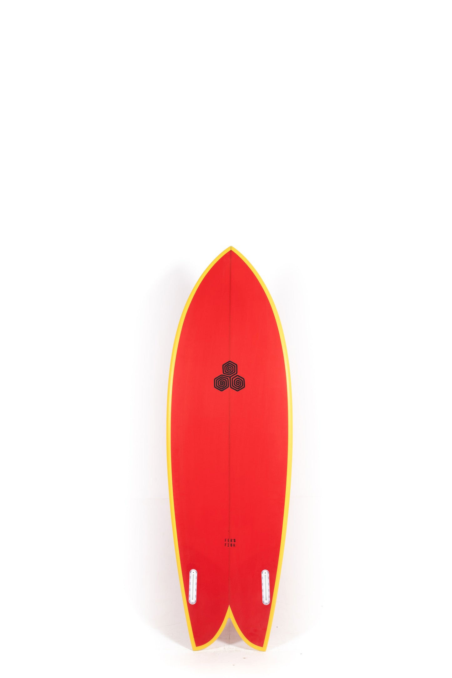 Red and Yellow Channel Islands Surfboard Feb's Fish size 5'7" at Pukas Surf Shop - 2