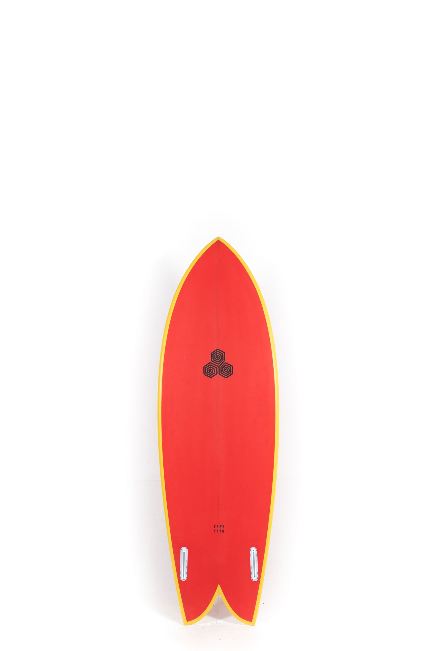 Red and Yellow Channel Islands Surfboard Feb's Fish size 5'7" at Pukas Surf Shop - 2