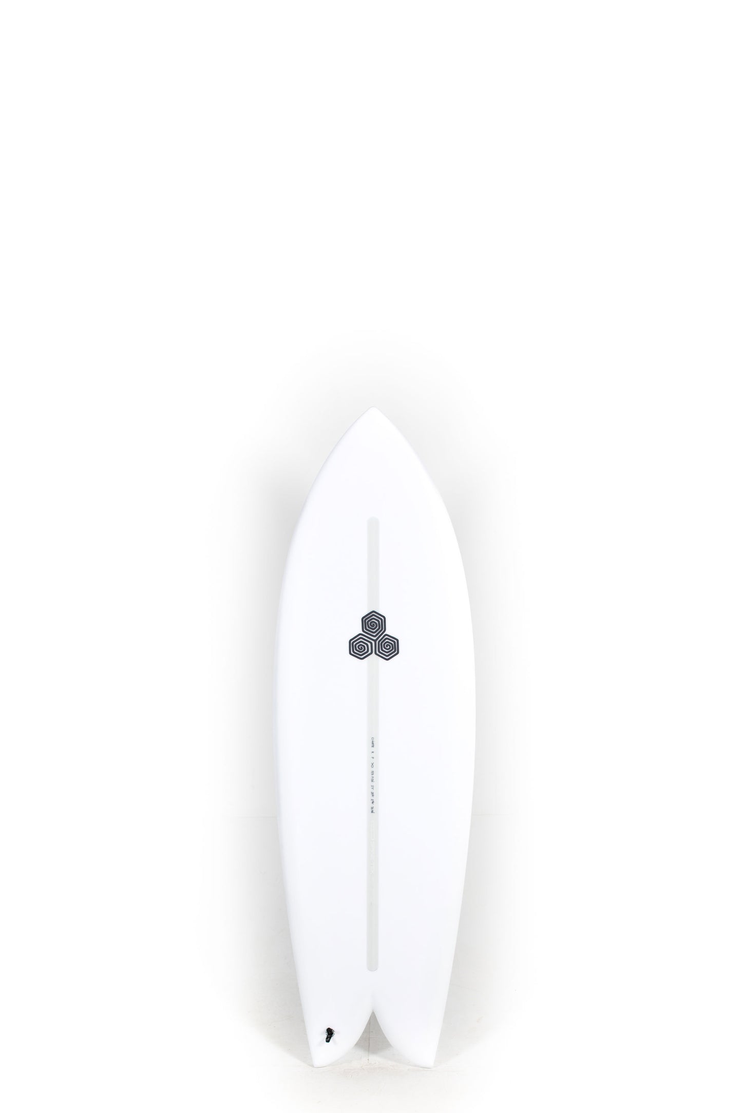White Channel Islands Surfboard size 5'7" on a white background by Pukas Surf Shop