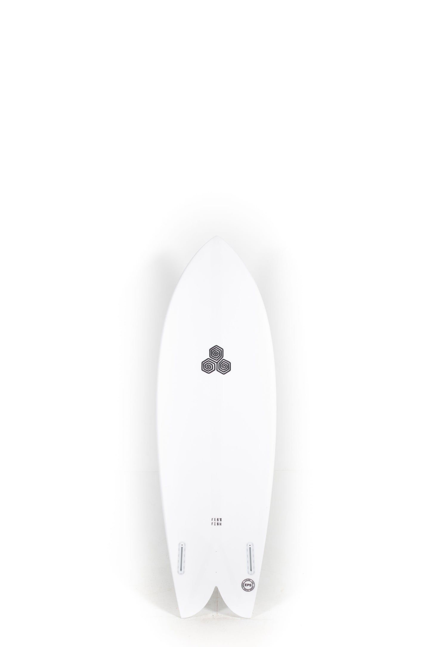 White Channel Islands Surfboard size 5'7" on a white background by Pukas Surf Shop - 2
