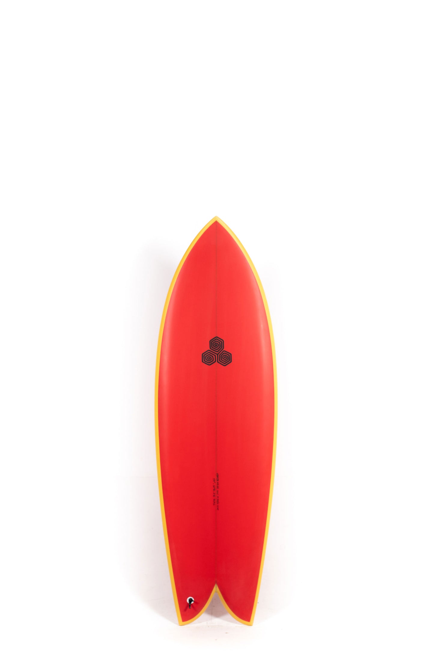 Red and yellow Channel Islands Feb's Fish Surfboard size 5'9" at Pukas Surf Shop