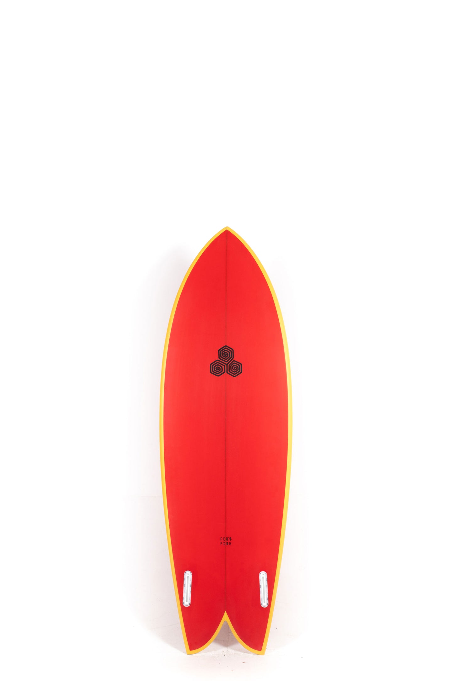 Red and yellow Channel Islands Feb's Fish Surfboard size 5'9" at Pukas Surf Shop - 2