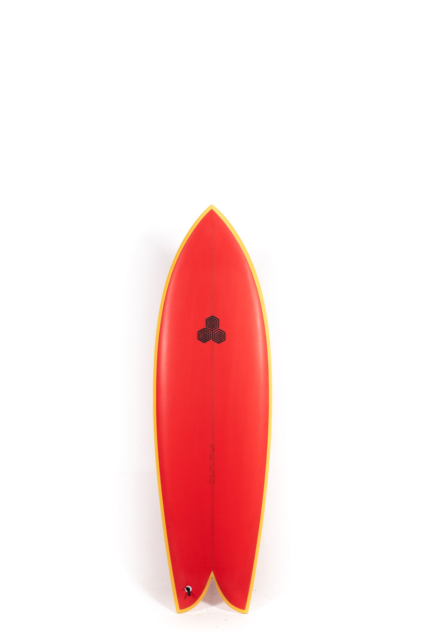 Red and yellow Channel Islands Feb's Fish surfboard size 6'1" at Pukas Surf Shop