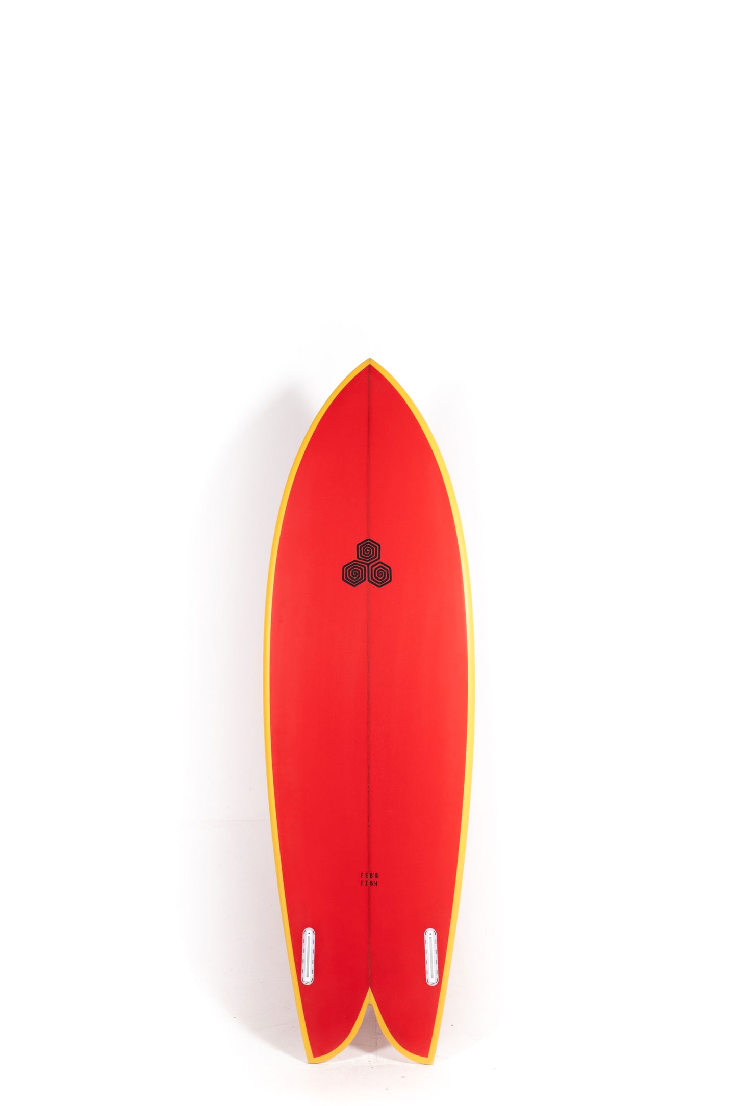 Red and yellow Channel Islands Feb's Fish surfboard size 6'1" at Pukas Surf Shop - 2