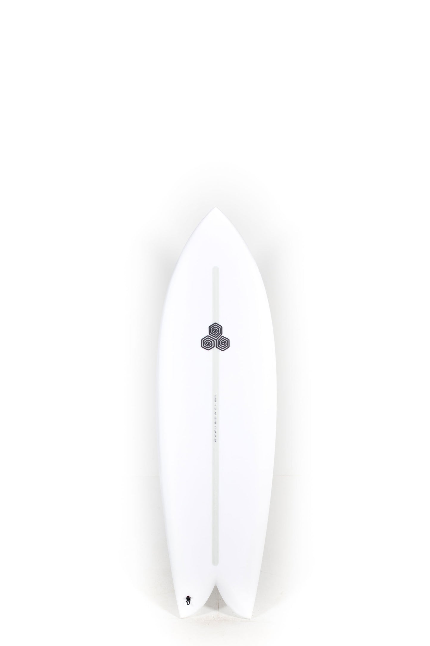 White Channel Islands Surfboard Feb's Fish size 6'1" on a white background at Pukas Surf Shop