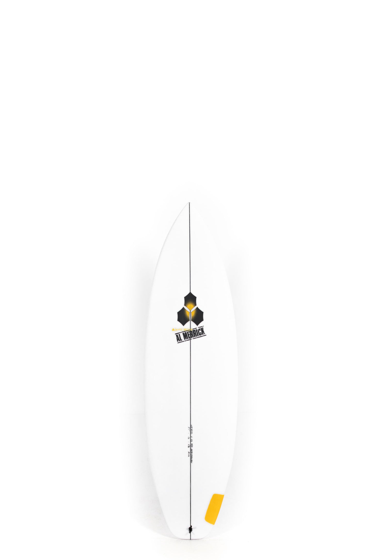 White Channel Islands Surfboard 5'7" on a white background by Pukas Surf Shop