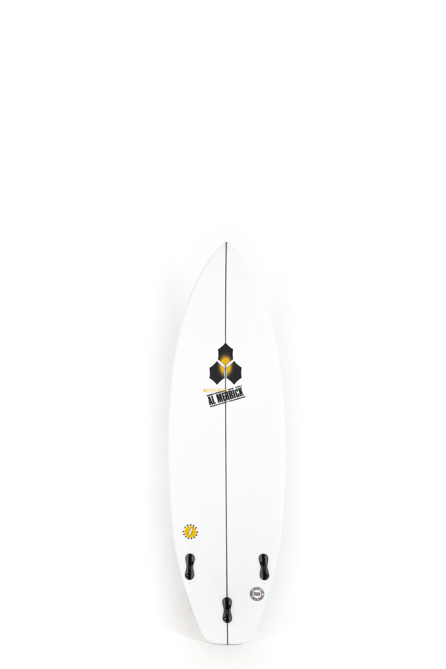 White Channel Islands Surfboard 5'7" on a white background by Pukas Surf Shop - 2