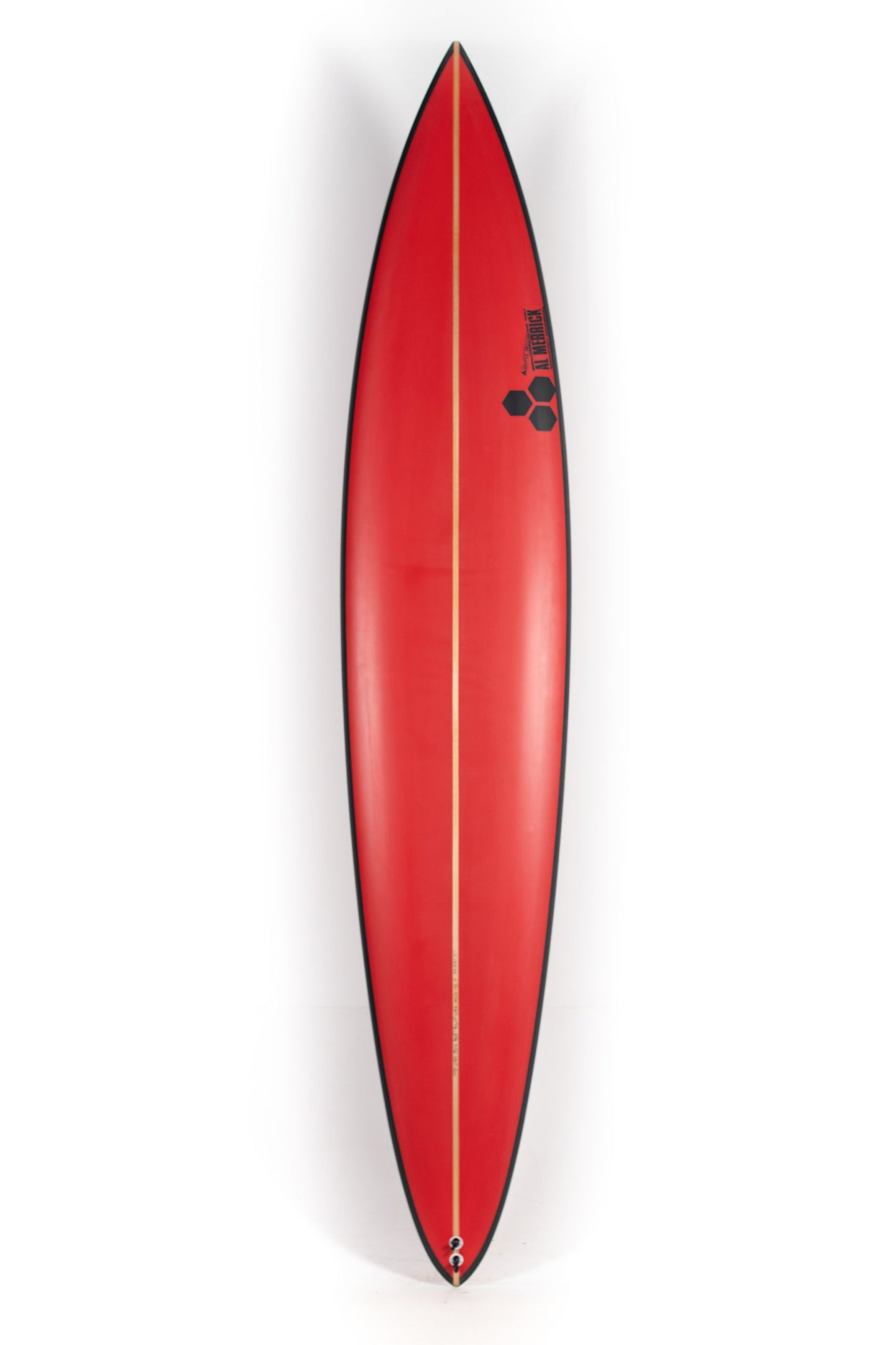 Red and Black Channel Islands Surfboard Mavs Gun size 9'6" at Pukas Surf Shop