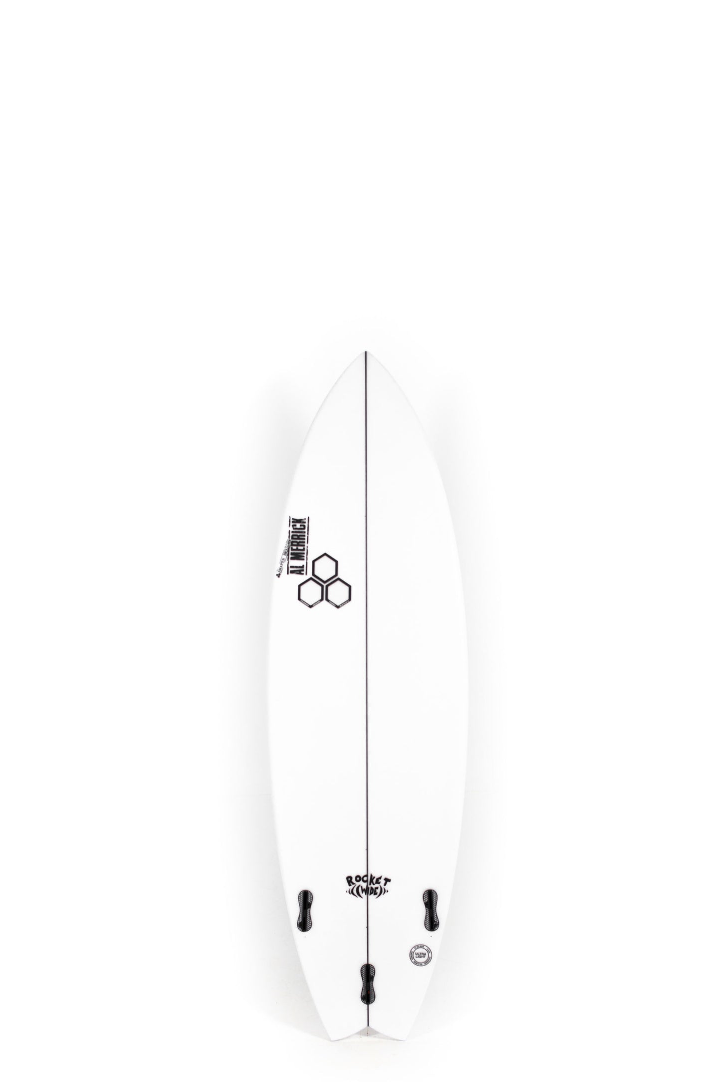 White Channel Islands Surfboard Rocket Wide size 5'11" on a white background by Pukas surf shop - 2