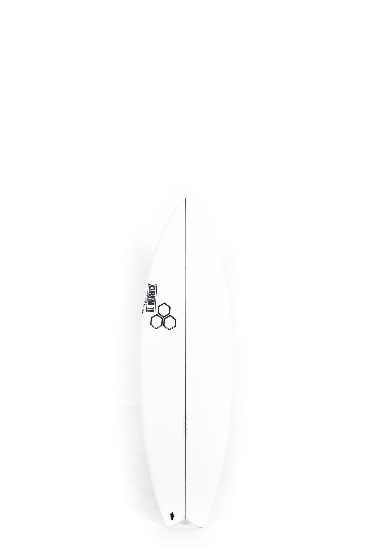 White Channel Islands Surfboard Rocket Wide size 5'7" on a white background by Pukas Surf Shop
