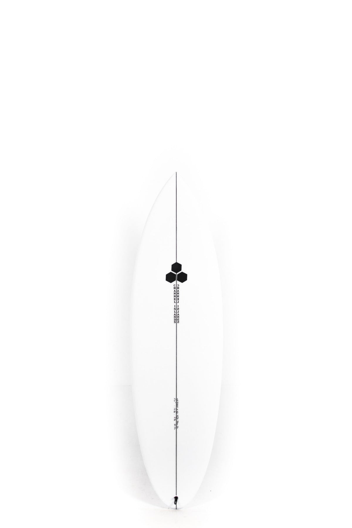 White Channel Islands Surfboards Twin Pin size 5'10" on a white background by Pukas Surf Shop