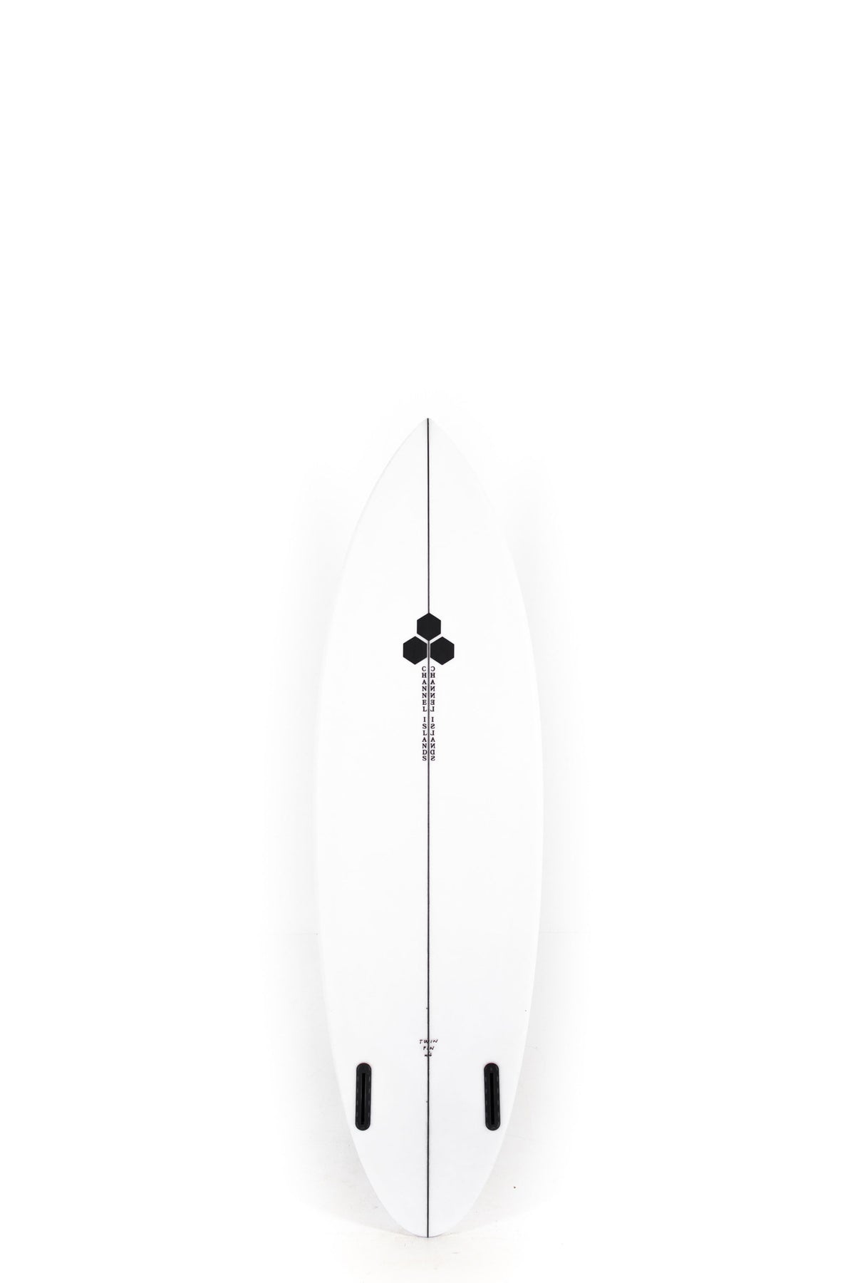 White Channel Islands Surfboard Twin Pin size 5'11" on a white background by Pukas Surf Shop - 2