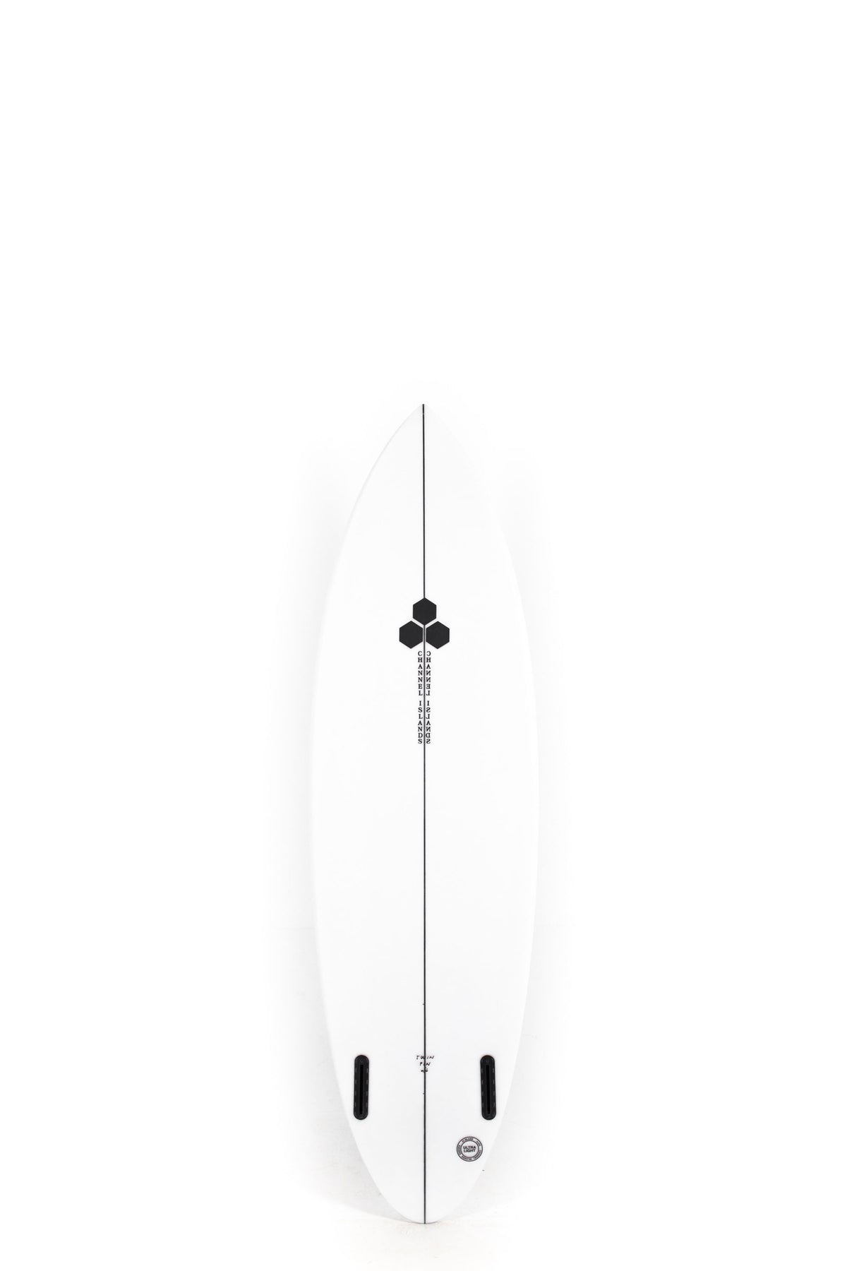 White Channel Islands Twin Pin size 6'1" on a white background by Pukas surf shop - 2