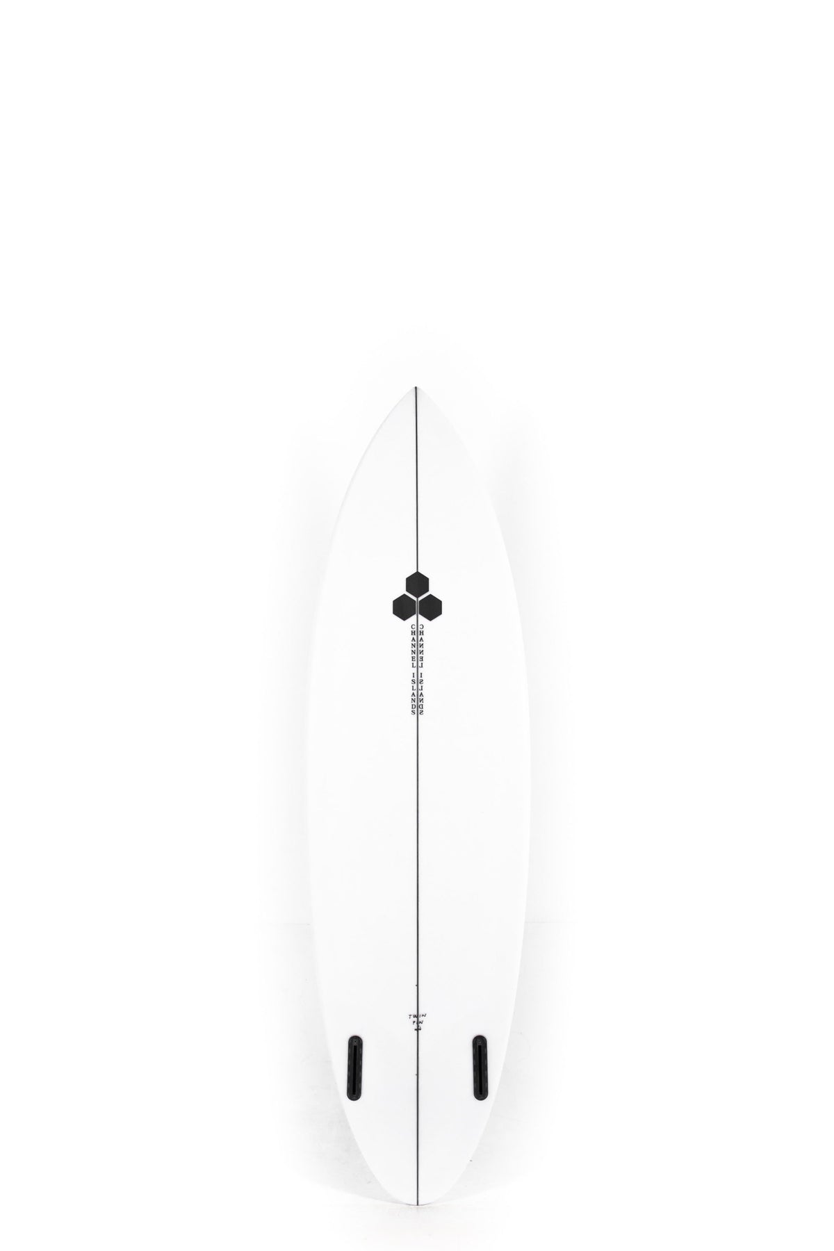 White Channel Islands Surfboard Twin Pin size 6'2" on a white background by Pukas Surf Shop - 2