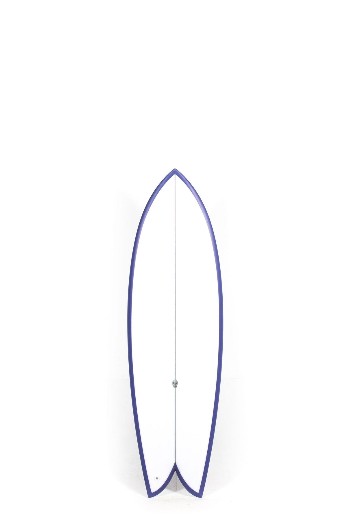 White and Purple Christenson Surfboard Acid Phish size 5'11" on a white background by Pukas Surf Shop