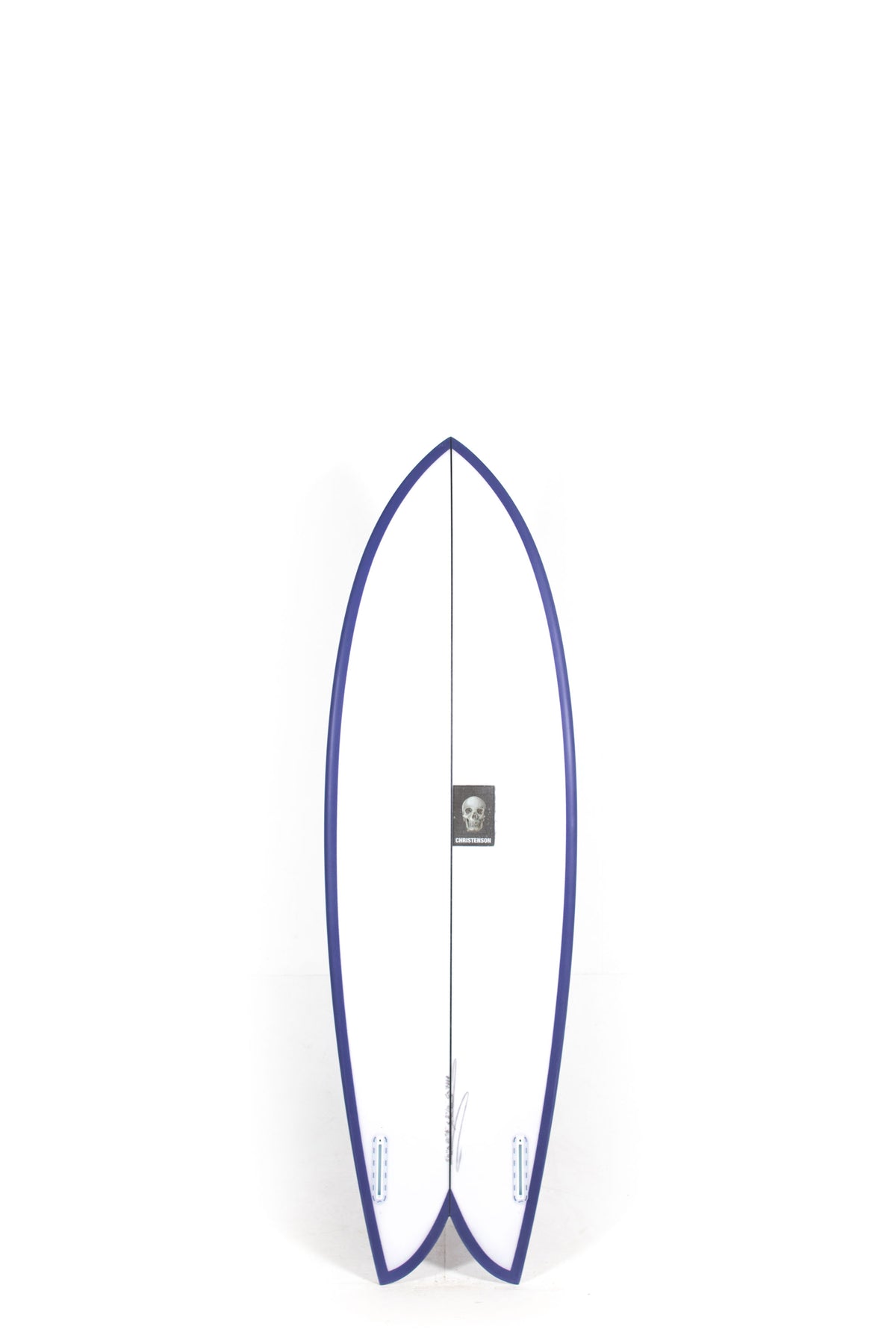 White and Purple Christenson Surfboard Acid Phish size 5'11" on a white background by Pukas Surf Shop - 2