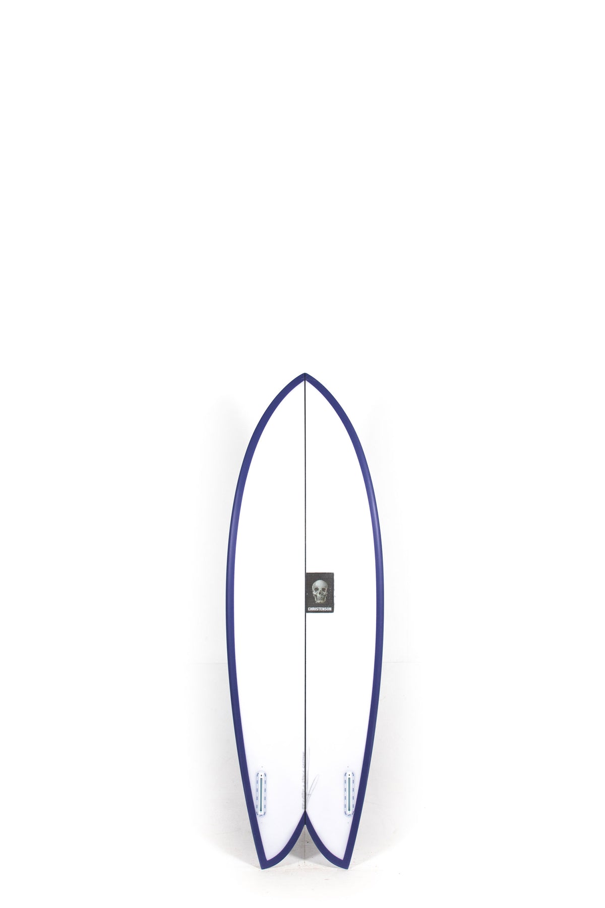 White and purple Christenson Surfboard size 5'3" on a white background by Pukas Surf Shop - 2
