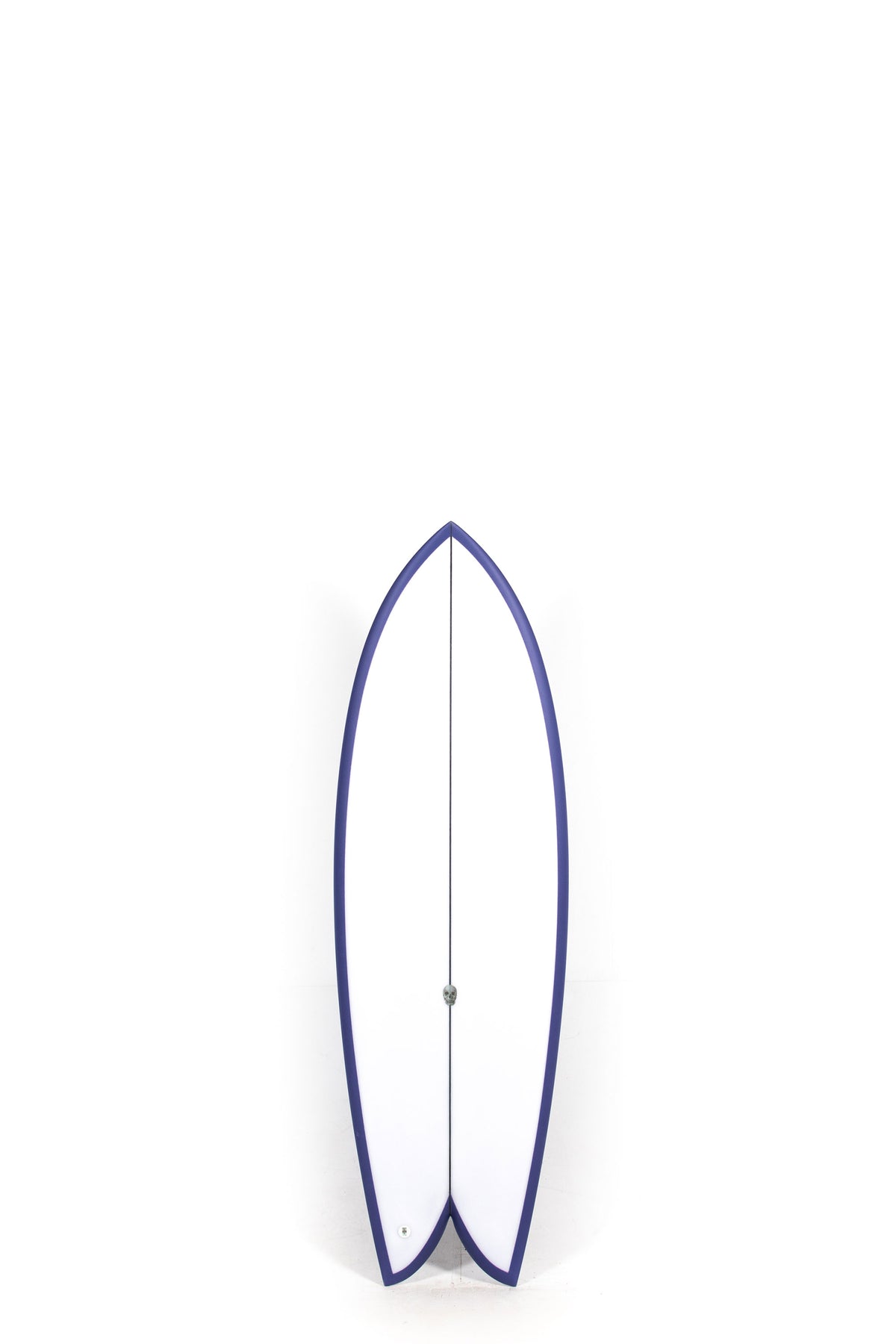White and purple Christenson Surfboard Acid Phish size 5'5" on a white background by Pukas Surf Shop