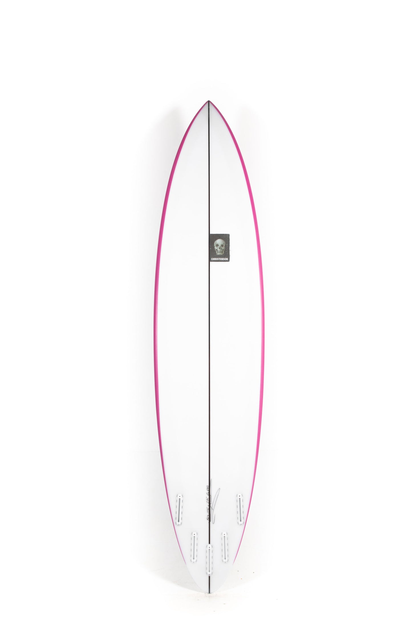 White and Pink Christenson Surfboards Carrera size 7'6" at Pukas Surf Shop - 2