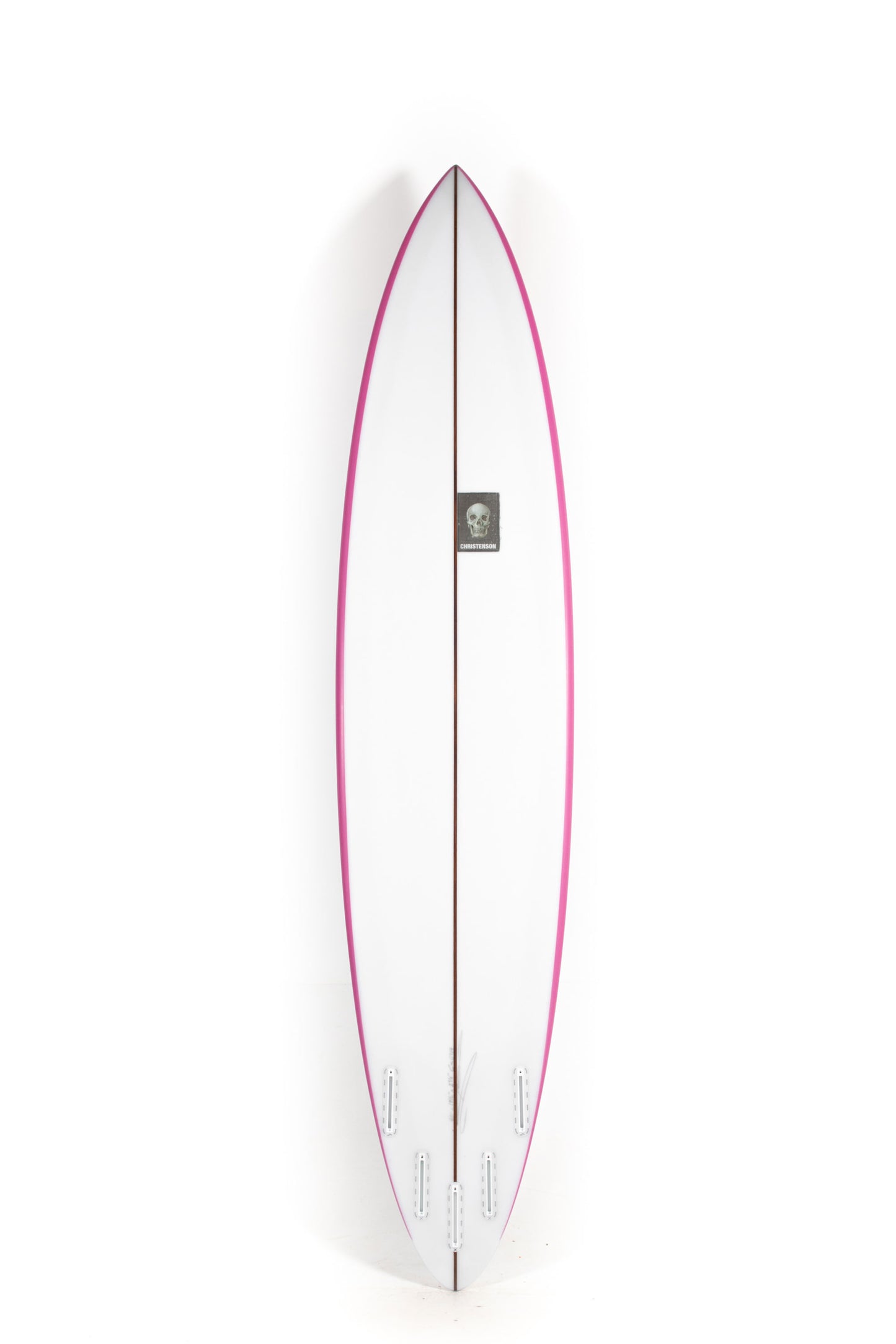 White and Pink Christenson Surfboards Carrera size 8'0" at Pukas Surf Shop - 2