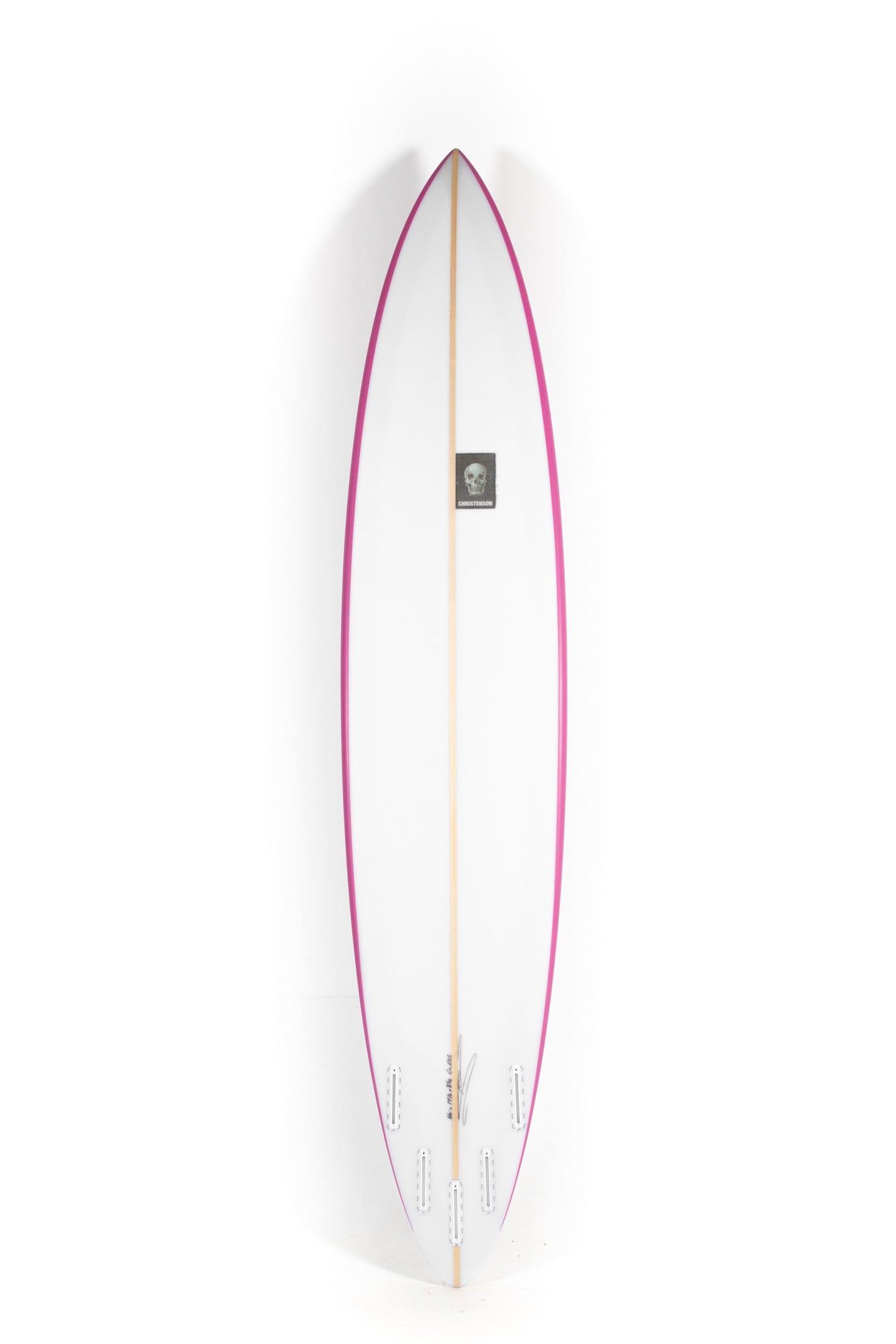 White and Pink Christenson Surfboards Carrera size 8'6" at Pukas Surf Shop - 2
