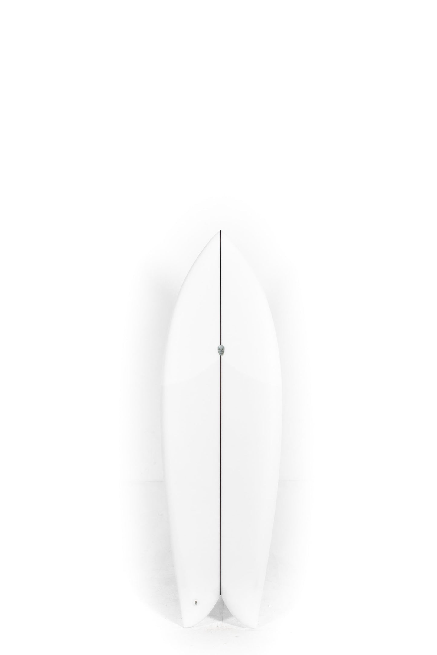 White Christenson Surfboard Fish size 5'8" on a white background by Pukas Surf Shop