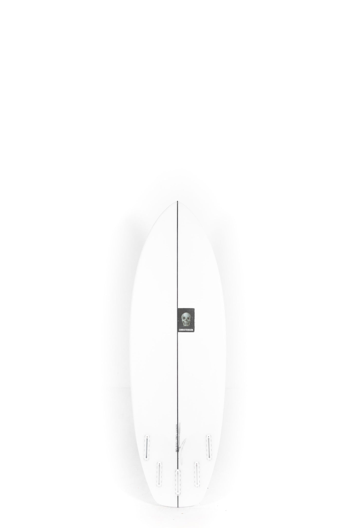 White Christenson Surfboard Easy Wind size 5'6" on a white background by pukas surf shop - 2