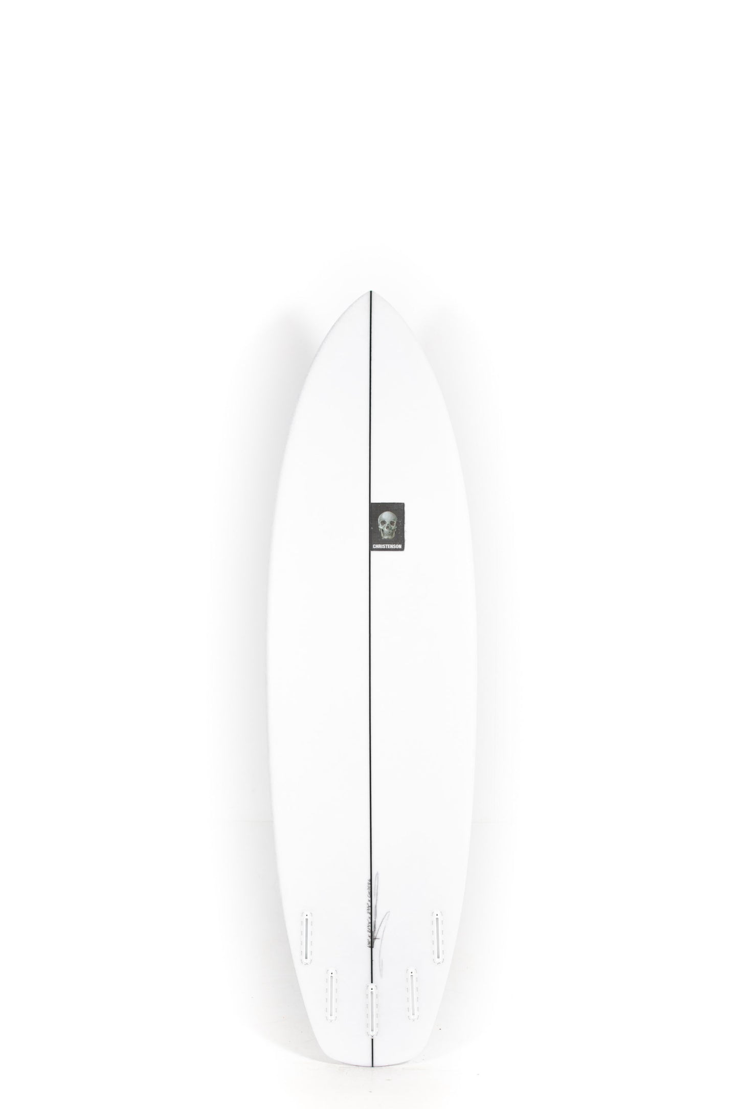 White Christenson Surfboard Easy Wind size 6'10" on a white background by Pukas Surf Shop - 2