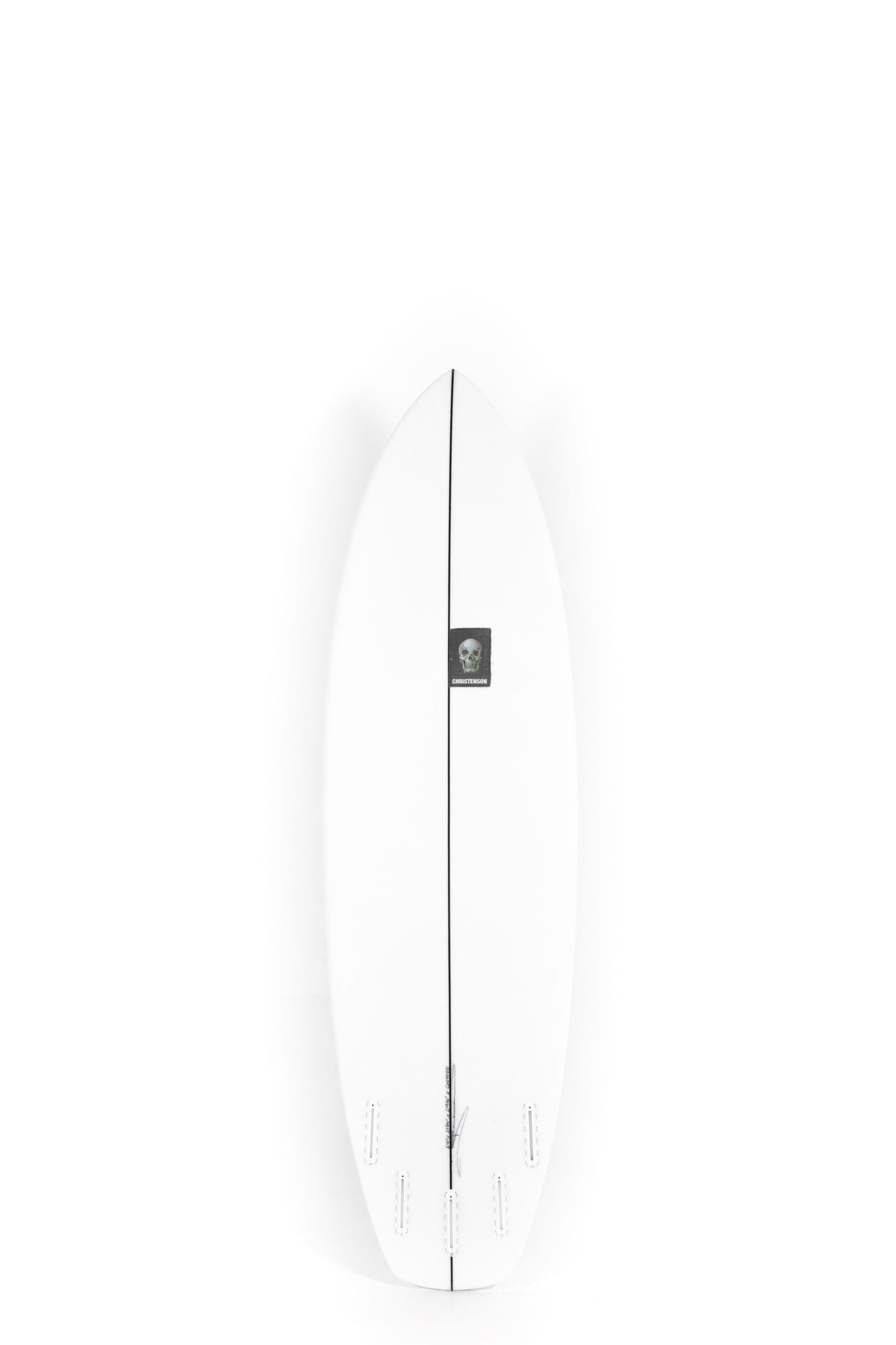White Christenson Surfboard Easy Wind size 6'8" on a white background by Pukas Surf Shop - 2