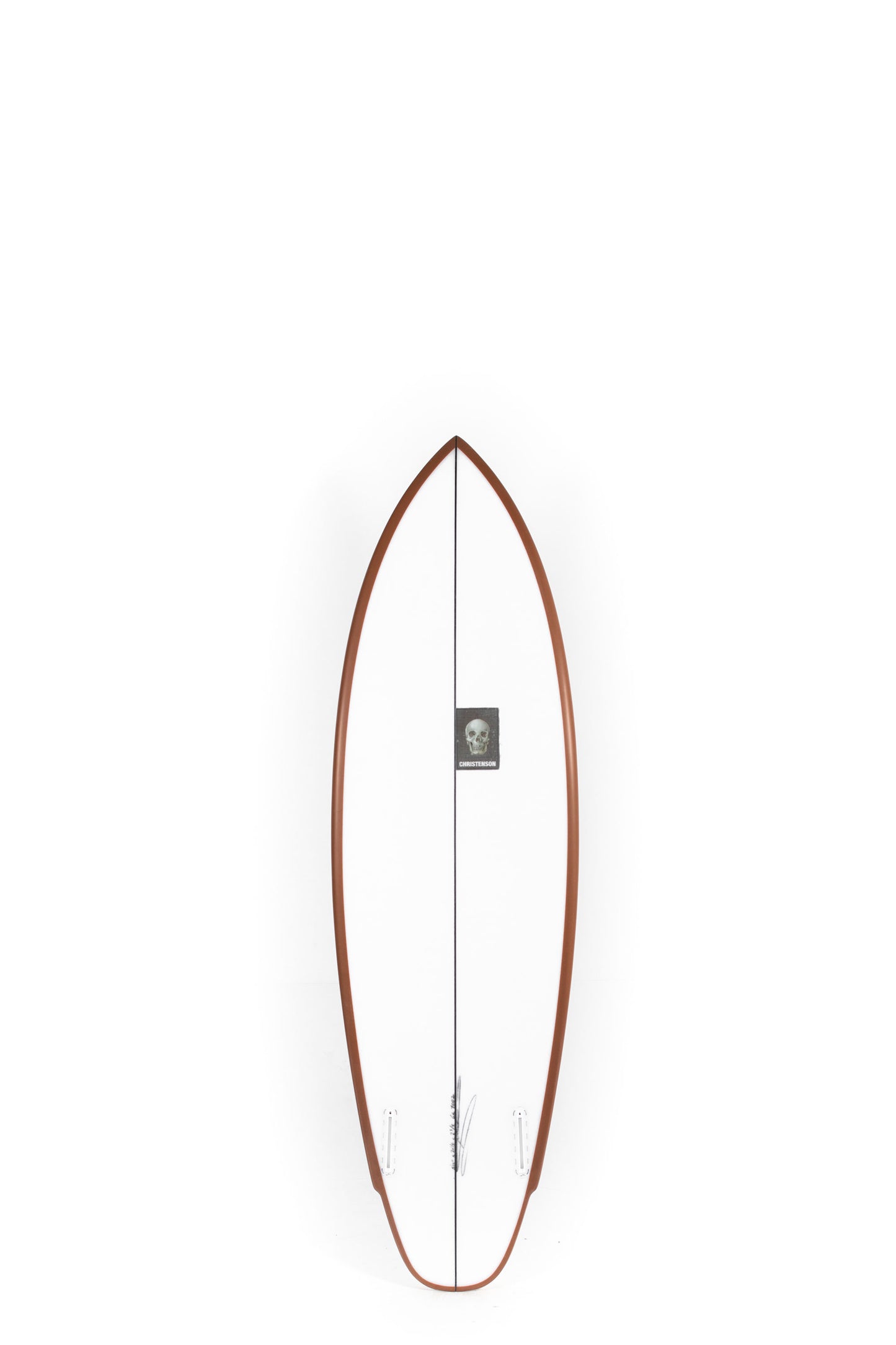 White and brown Christenson Surfboard Lane Splitter size 5'11" at Pukas Surf Shop - 2