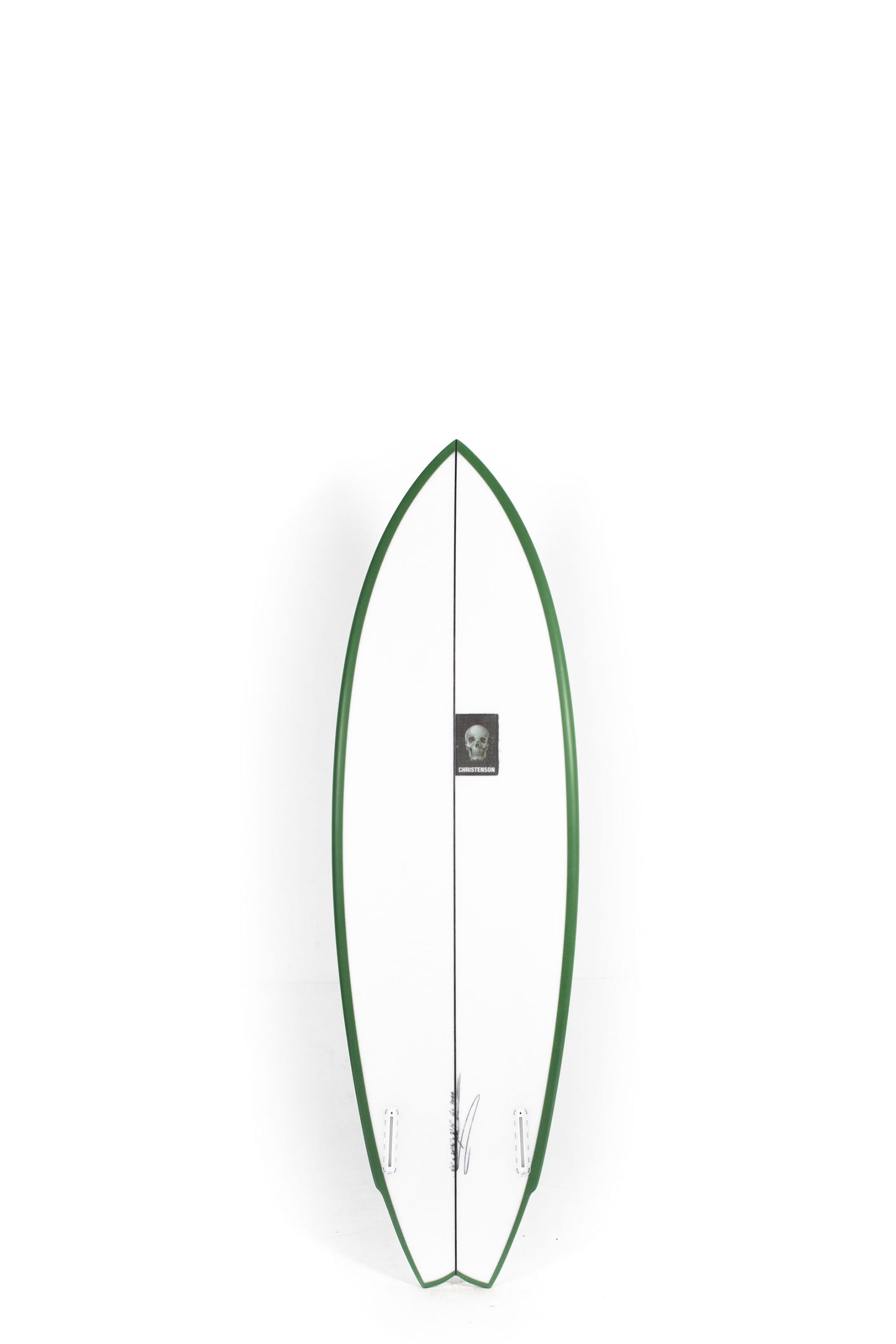 White and green Christenson Surfboard Lane Splitter Swallow 5'11" at Pukas Surf Shop - 2