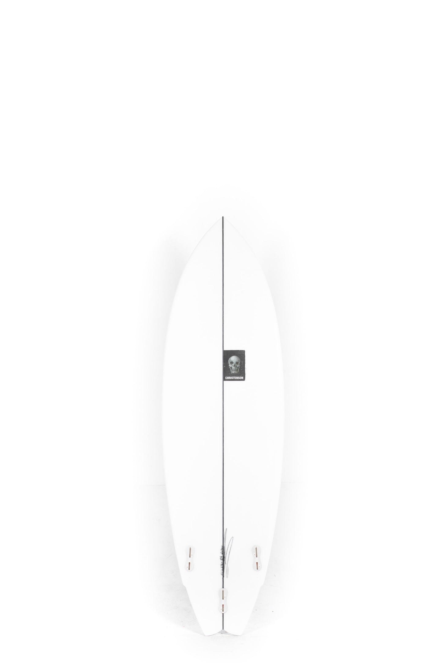 White Christenson Surfboard Lane Splitter Swallow size 5'11" on a white background by Pukas Surf Shop - 2
