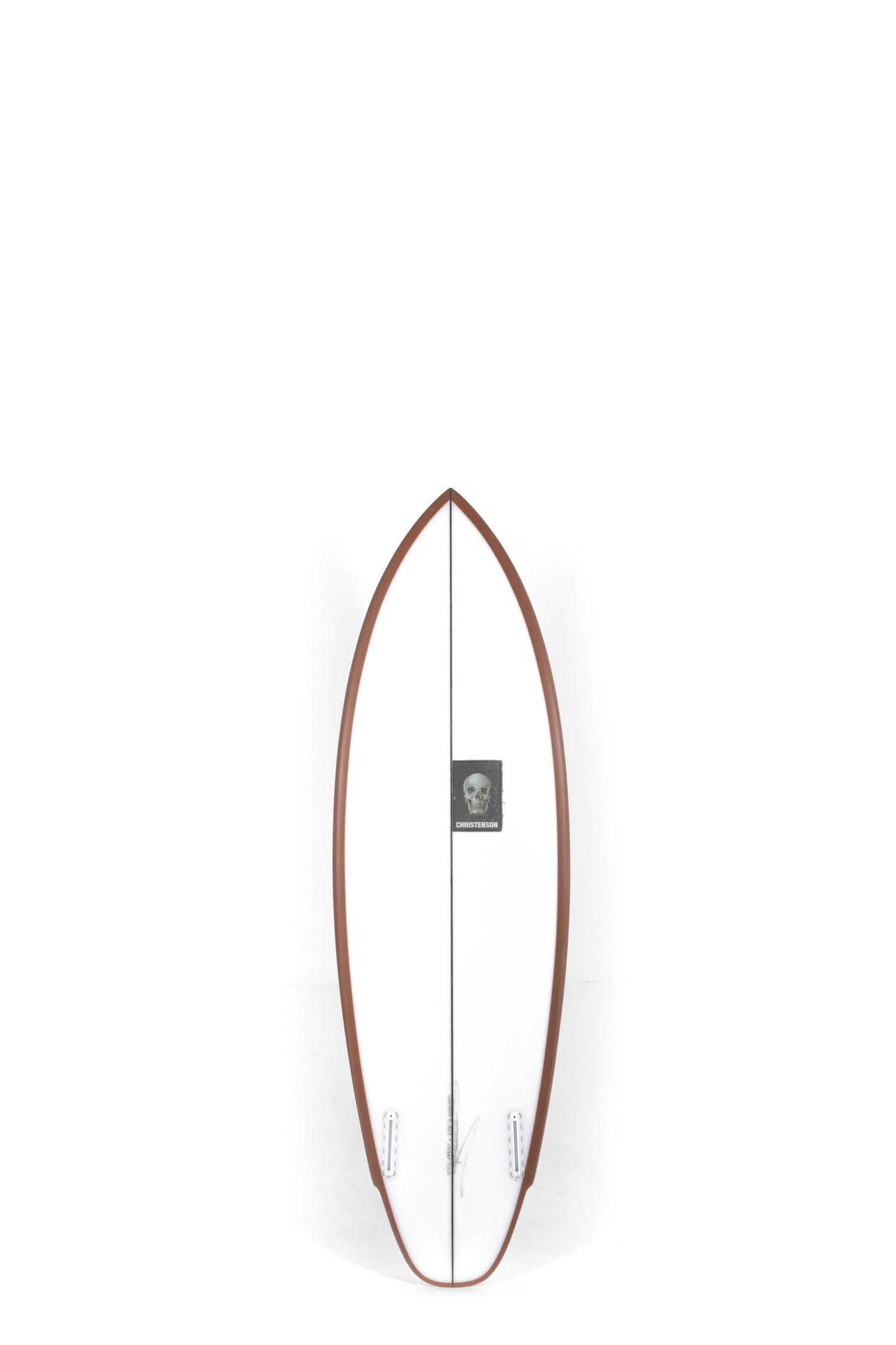 White and Brown Christenson Surfboard Lane Splitter size 5'7" at Pukas Surf Shop - 2