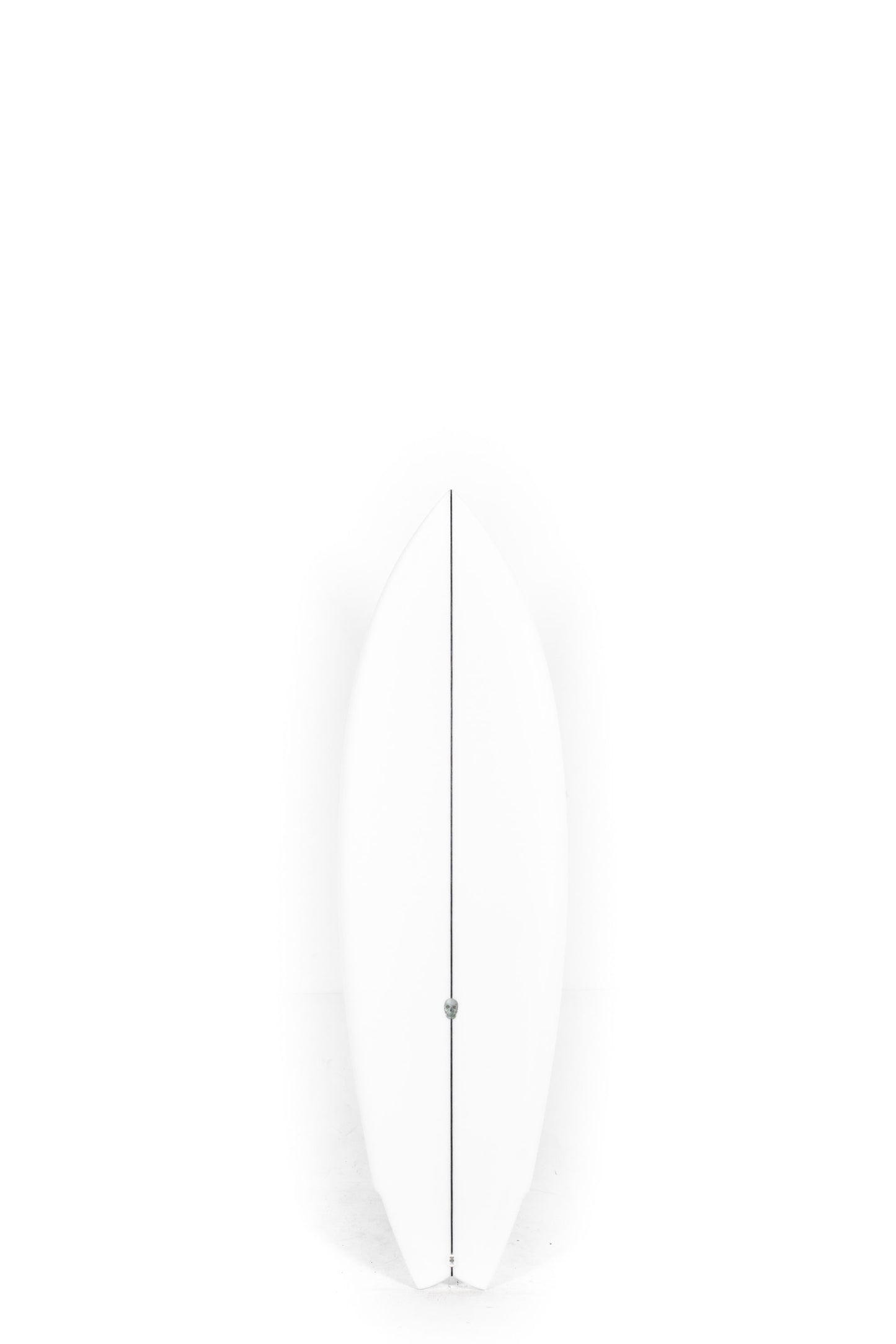 White Christenson Surfboard Lane Splitter Swallow size 5'7" on a white background by Pukas Surf Shop