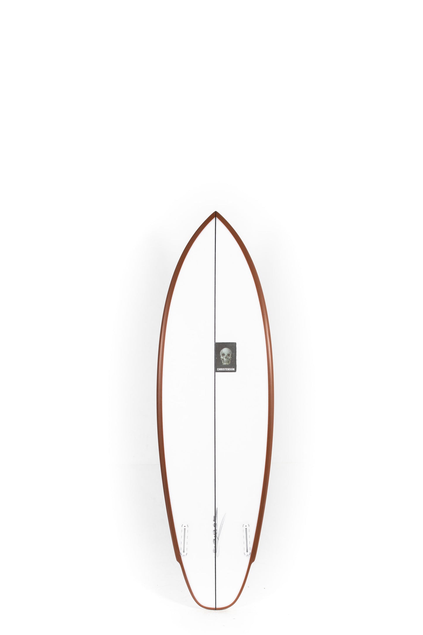 White and brown Christenson Surfboard Lane Splitter size 5'9" at Pukas Surf Shop - 2