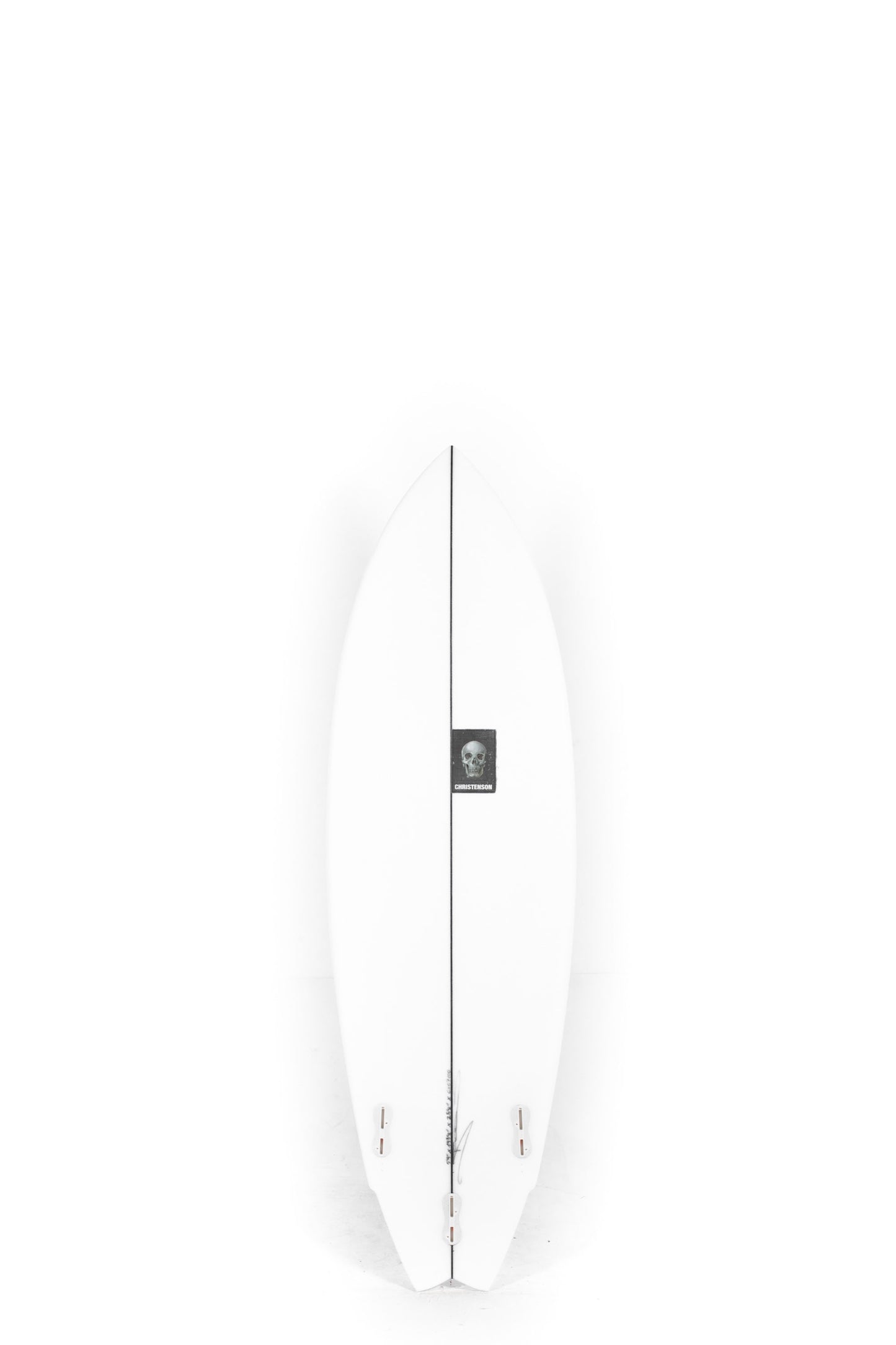 White Christenson Surfboard Lane Splitter Swallow size 5'9" on a white background by Pukas Surf Shop - 2
