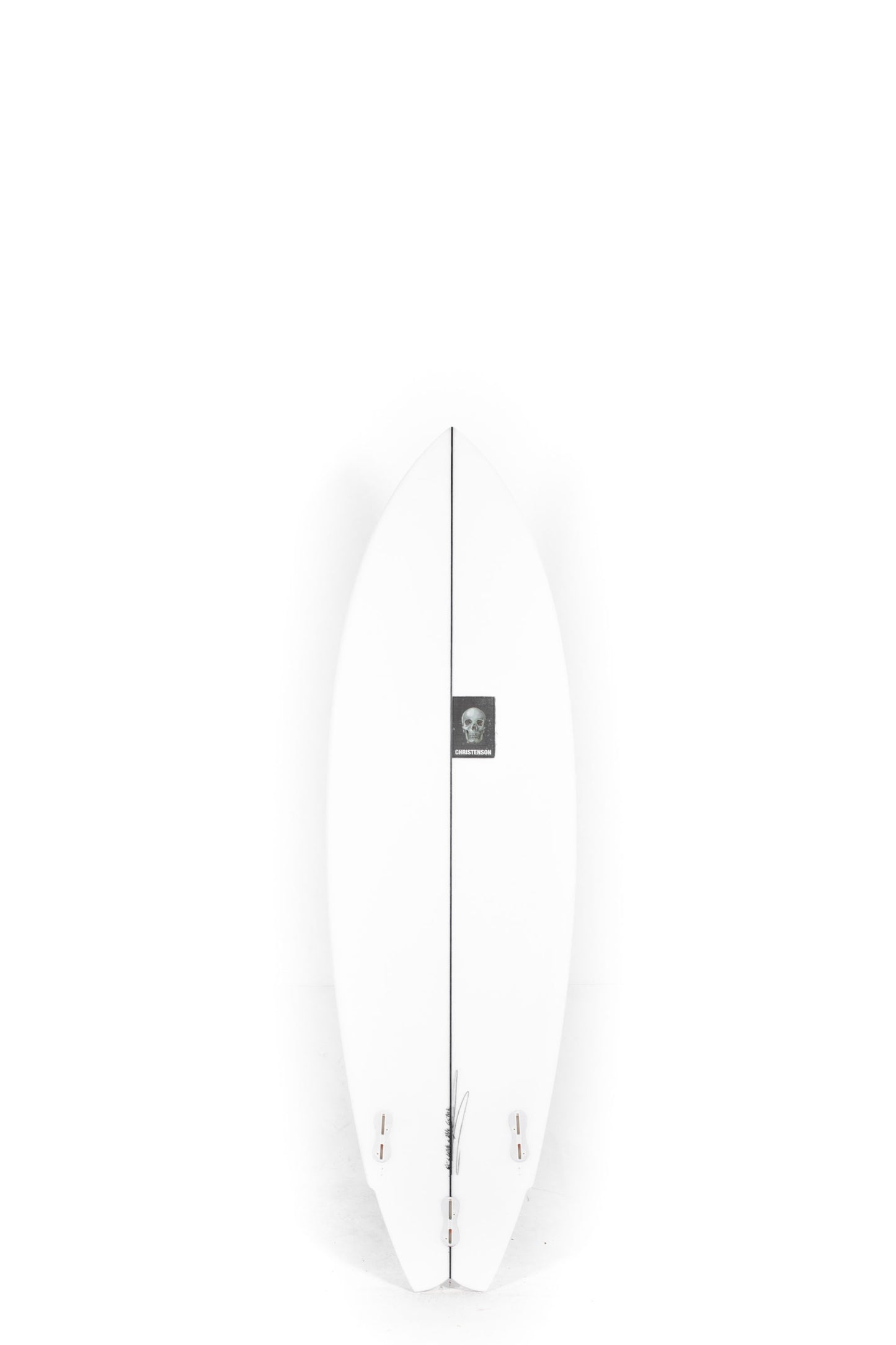 White Christenson surfboard Lane Splitter size 6'1" on a white background by Pukas Surf Shop - 2