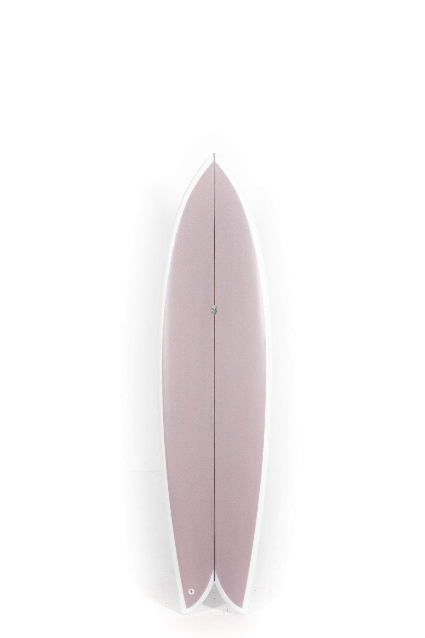 Purple Christenson surfboard on a white background