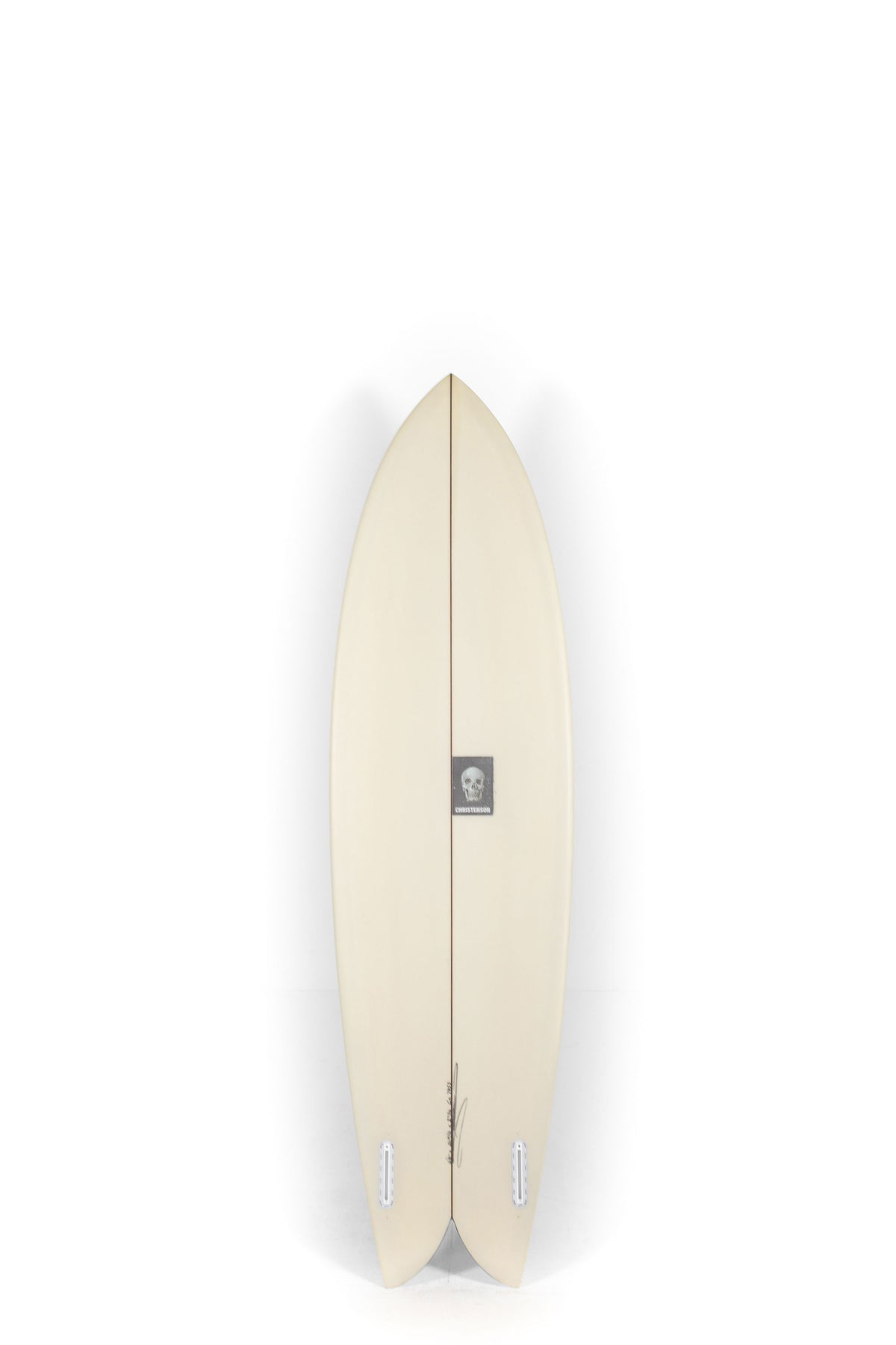 blue and beige Christenson Surfboard size 6'8" on a white background by Pukas Surf Shop - 2