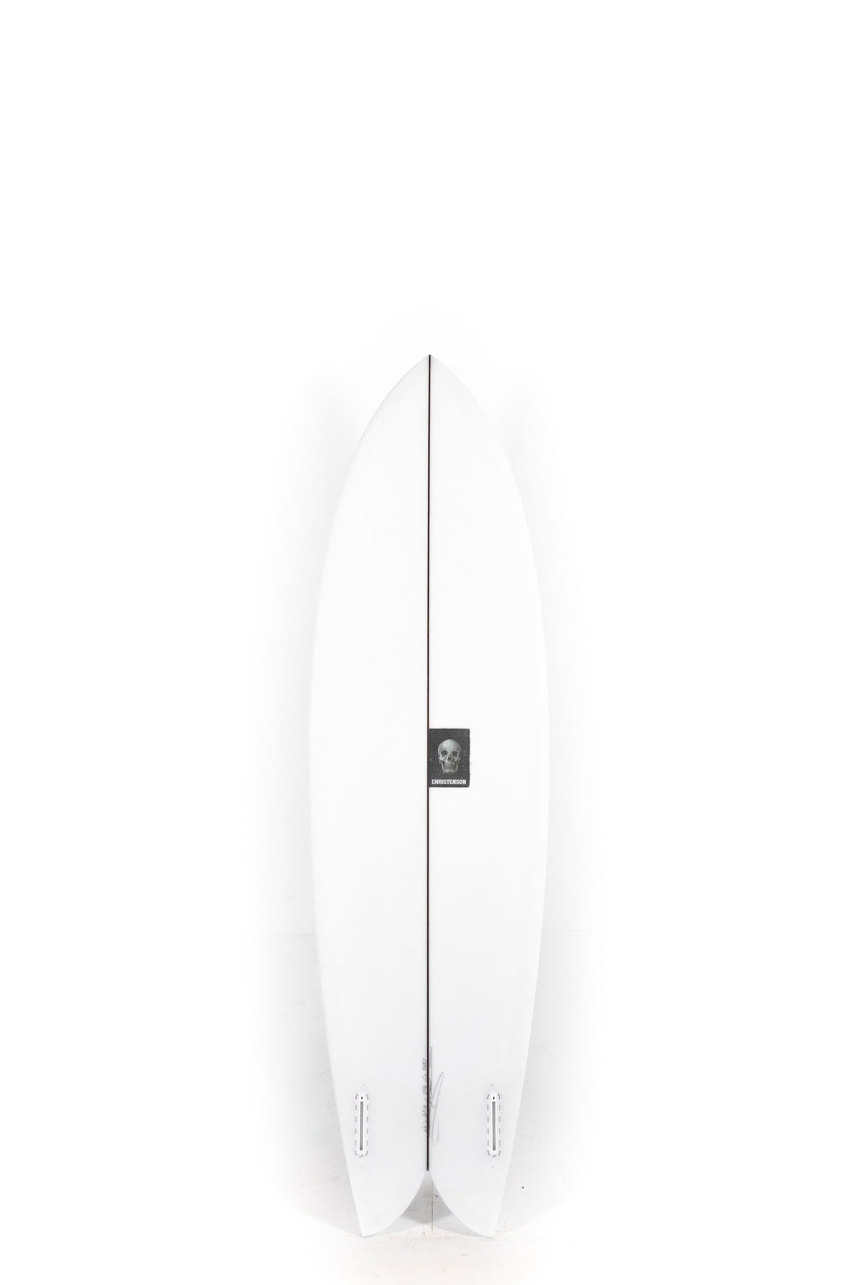 White Christenson Surfboard Long phish 2.0 size 6'6" on a white background by Pukas Surf Shop - 2