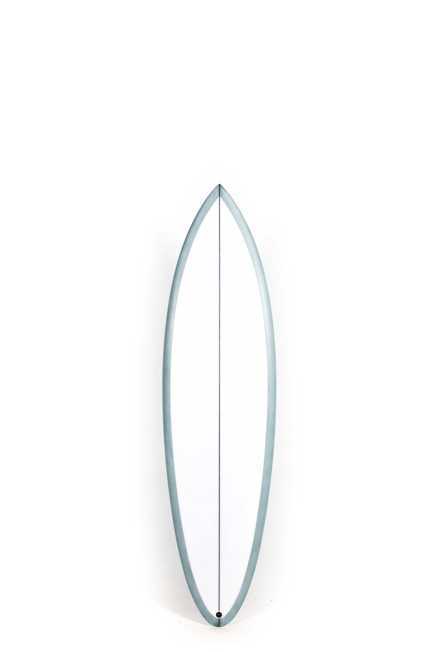 White and Blue Christenson Osprey Surfboard on a white background by Pukas Surf Shop