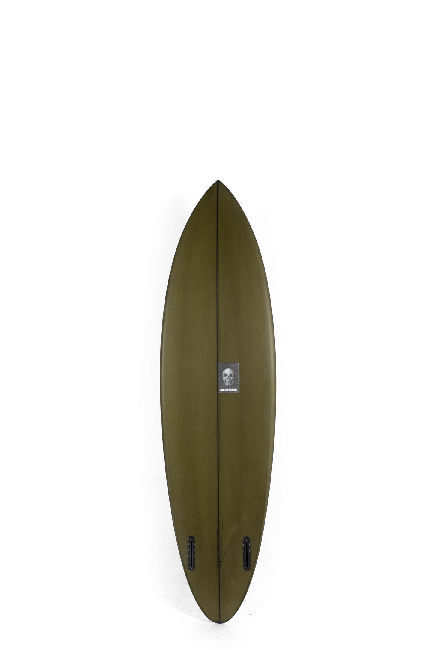 White and green Christenson Surfboard Osprey size 6'6" on a white background by Pukas Surf Shop - 2
