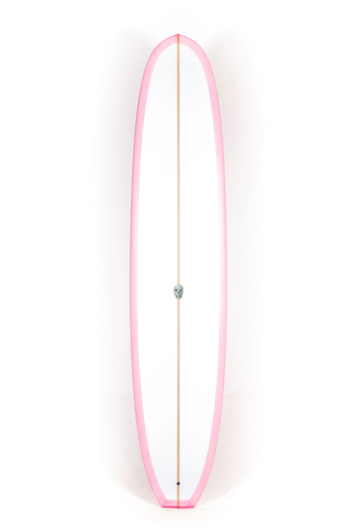 White and pink christenson surfboard size 9'2" on a white background by Pukas Surf Shop
