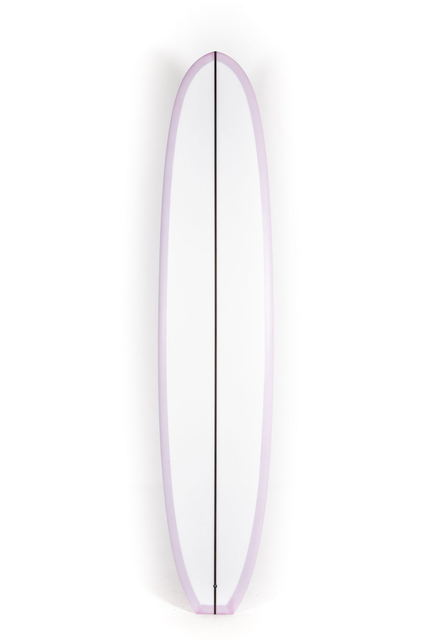 Lilac and white Christenson Longboard Scarlet Begonia size 9'3" on a white background by Pukas Surf Shop