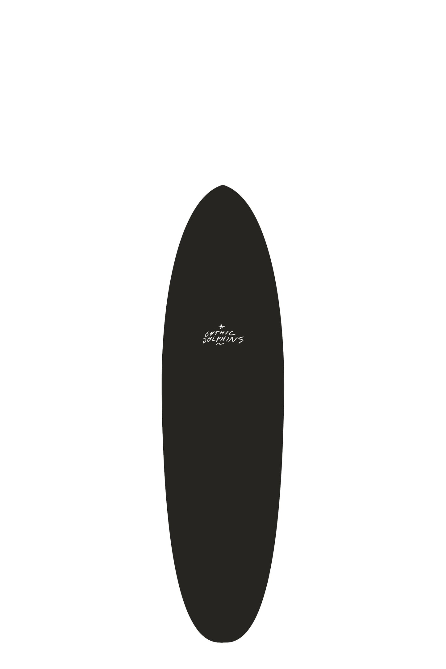 Black Crime Surf surfboard with a logo on a white background by Pukas Surf Shop